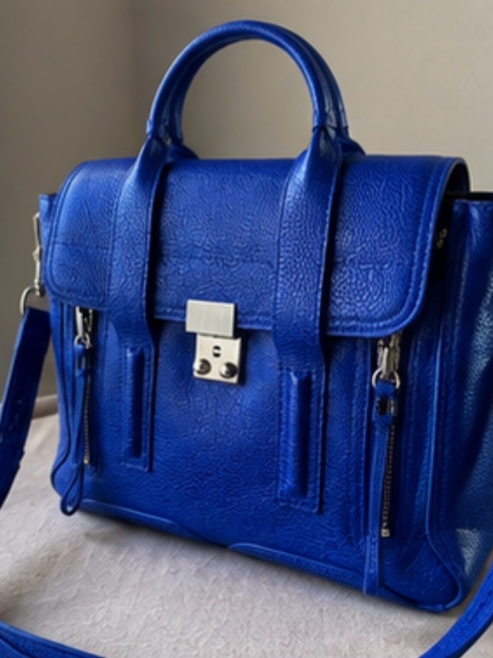 3.1 Phillip Lim Structured Medium Pashli Satchel - Cobalt Blue - Picture 6 of 10